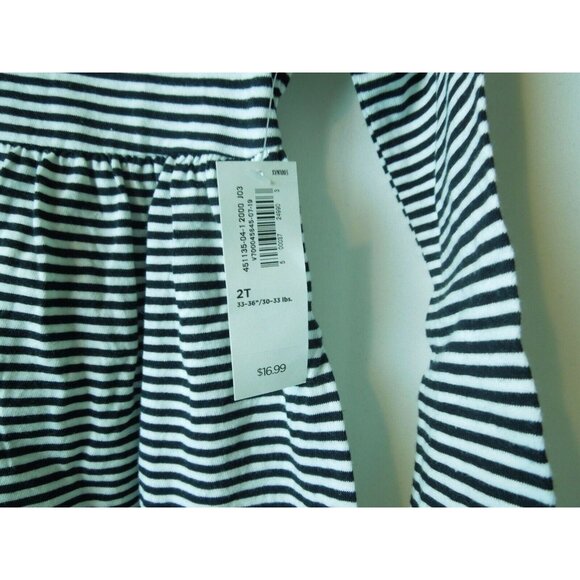 Toddler Girl Fit & Flare Black Stripes Long Sleeve Jersey Dress Size 2T - Picture 3 of 4